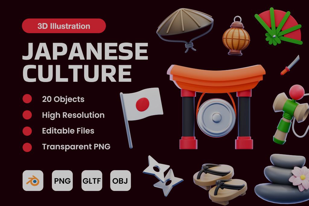 Japanese Culture 3D Icon Pack preview